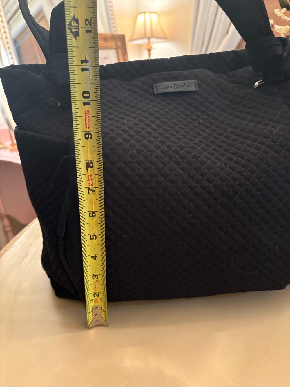 Vera Bradley Black Quilted Tote with Knot Handles - Picture 7 of 11